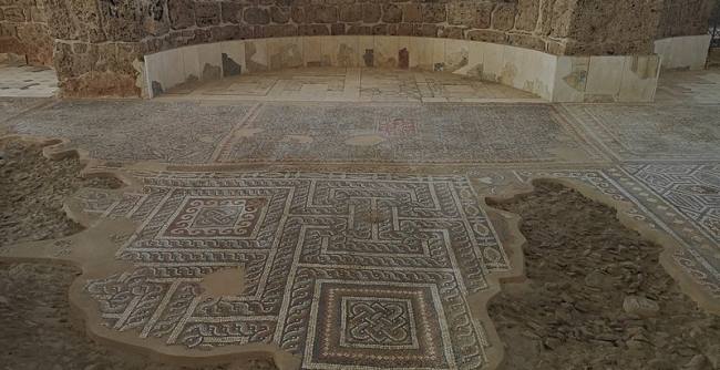 Amazing mosaics in front of the Church of Laodicea