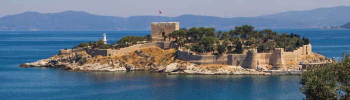 Guvercinada Castle next to Kusadasi Port