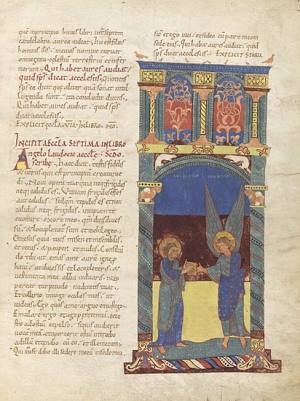 To the Church in Laodicea by French Romanesque illuminated Apocalypse manuscript from the 11th Century