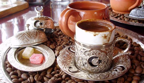 Turkish Delight Served Alongside Turkish Coffee