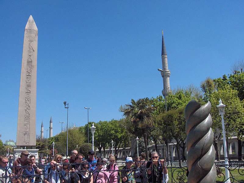 Serpent Column and Obelisk of Thutmose the Third in Hippodrome of Constantinople