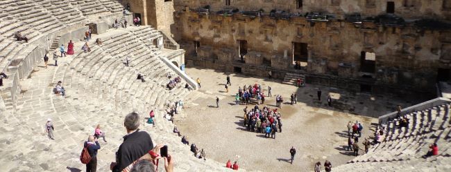Tourists in Aspendos Theater