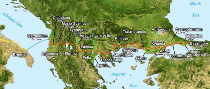 Route of Via Egnatia, image is Courtesy of viaegnatiafoundation.eu