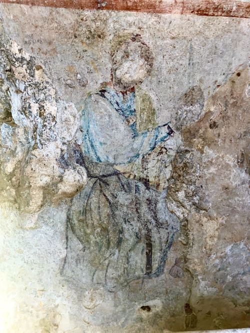 Fresco showing Binding of Isaac on the wall of the Grotto of Apostle Paul in Ephesus