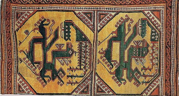 Phoenix and Dragon Woven on a Turkish Anatolian Carpet