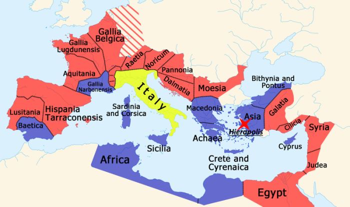 Location of Hierapolis during the Roman Empire Era