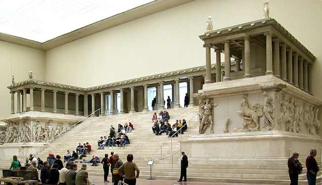 Altar of Zeus which was taken from Acropolis of Pergamon and in Berlin Pergamon Museum today