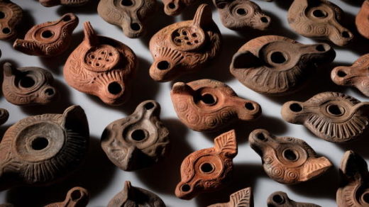 Oil lamps which were found during the Latest Discoveries in Ephesus Excavations