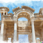 The-Temple-of-Hadrian-in-Ephesus-Water-Color-Painting-by-DALL-E-AI-Creator