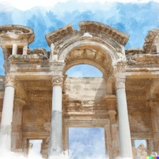 The-Temple-of-Hadrian-in-Ephesus-Water-Color-Painting-by-DALL-E-AI-Creator