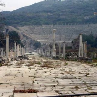 When the ancient sailors left their ships and started to walk into Ephesus Ancient City, Ephesus Grand Theater which was located by the end of the Harbour Street of Ephesus used the welcome them.
