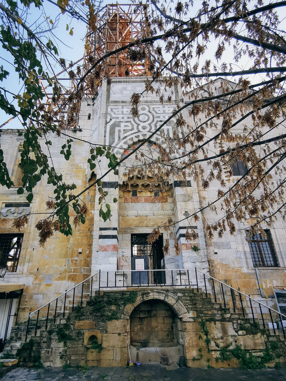 low angle shot of isa bey mosque