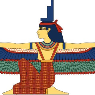 a drawing of Isis the Egyptian Goddess with wings