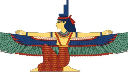 a drawing of Isis the Egyptian Goddess with wings