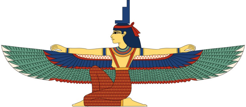 a drawing of Isis the Egyptian Goddess with wings