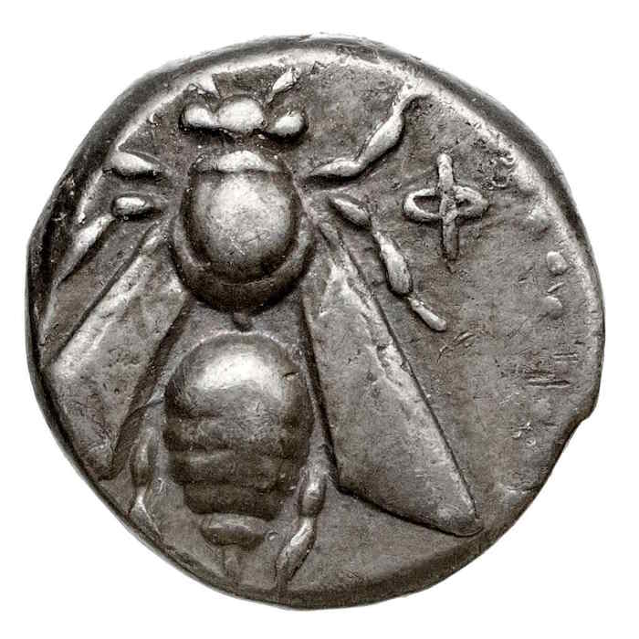 Coin with the stamp of a bee from Ephesus Turkey