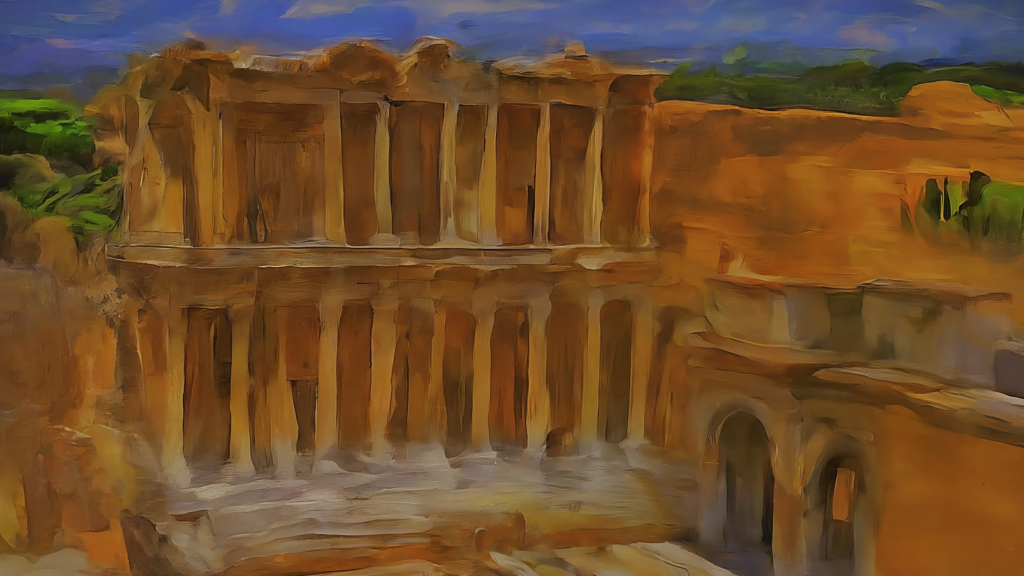 Library of Celsus Reimagined in Fauvism Style