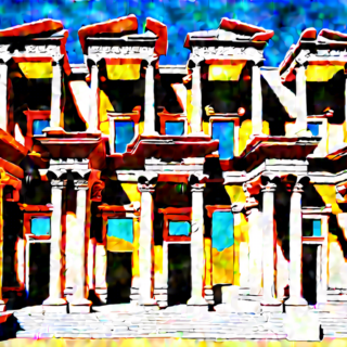 Library of Celsus Reimagined in Pop Art Style