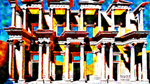 Library of Celsus Reimagined in Pop Art Style