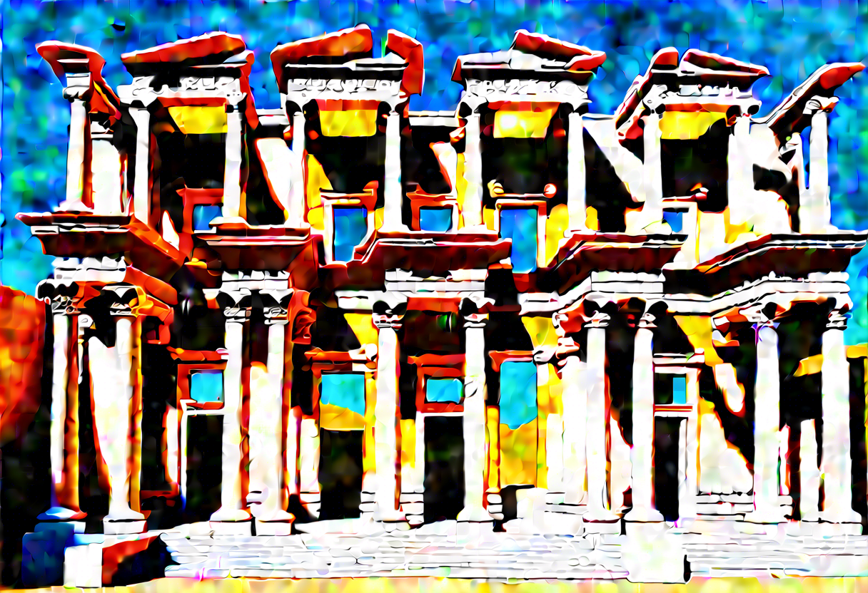 Library of Celsus Reimagined in Pop Art Style