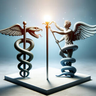 Rod of Asclepius or Caduceus of Hermes