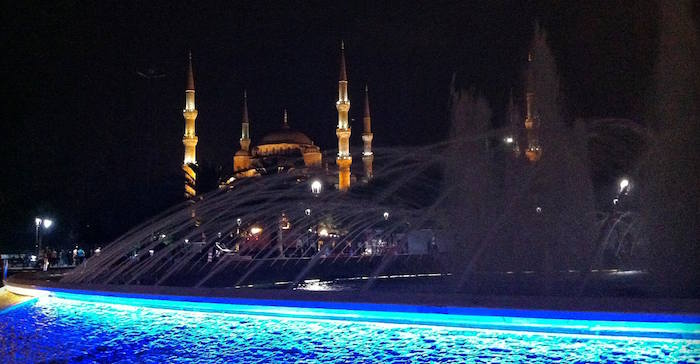 The Blue Mosque 7 An amazin light and water show can be watched at the outside of Blue Mosque which is also known as Sultan Ahmet Mosque in Istanbul, Turkey