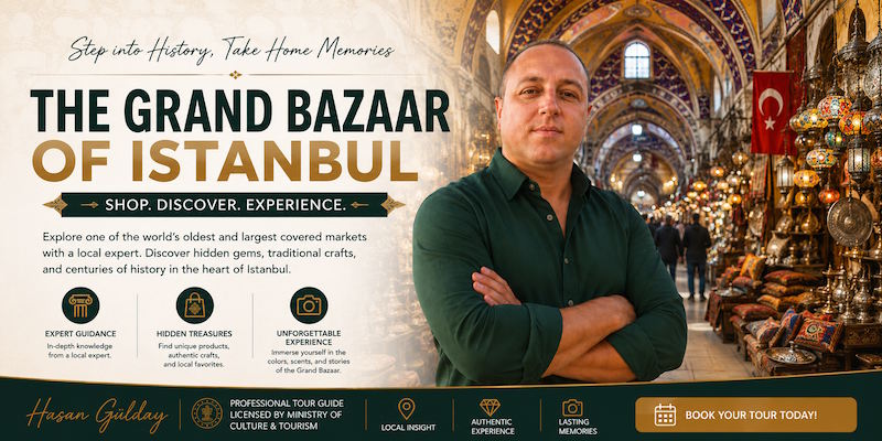 Explore the Grand Bazaar of Istabul. Hire professional licensed tour guide for the Grand Bazaar of Istanbul. Contact Hasan Gülday Now!