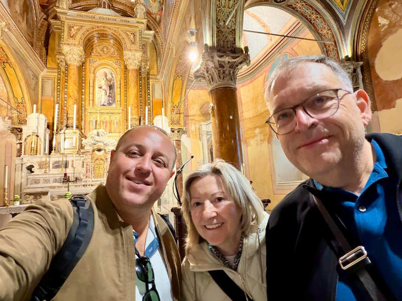 Hasan Gülday the Biblical Turkey Tour Guide and his guests in the Saint Poplycarp Church in Izmir (Smyrna)