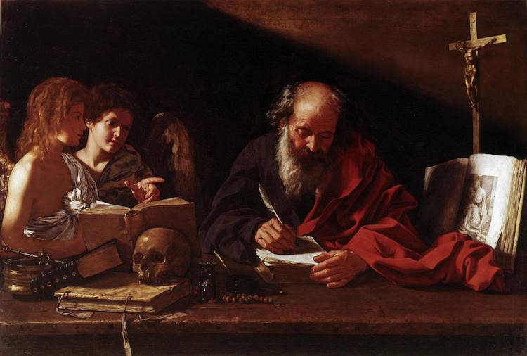 Saint Jerome visited by angels by Bartolomeo Cavarozzi (1587–1625)