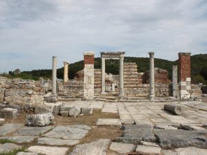 The courtyard and columns of the Church of Mary in Ephesus, where the Council of Ephesus met in 431