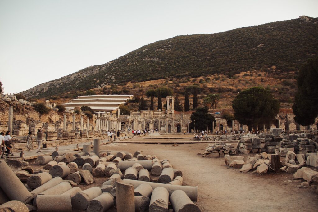 Seven Christian Women of Asia Minor Who Changed History 5 The Commercial Agora of Ephesus with the Mazeus and Mithridates Gate and the Library of Celsus behind it