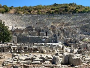 The Great Theater of Ephesus, where the Acts 19 riot for Artemis took place, seen from the orchestra