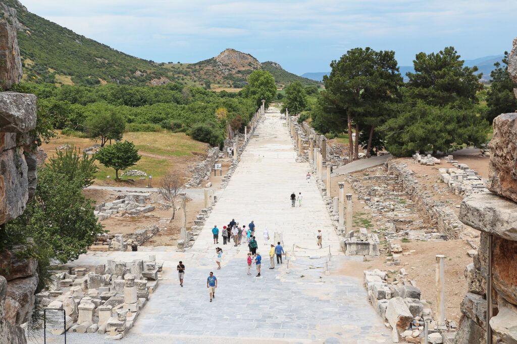 Seven Christian Women of Asia Minor Who Changed History 4 Harbor Street of Ephesus seen from the Great Theater, the road from the ancient harbor into the city