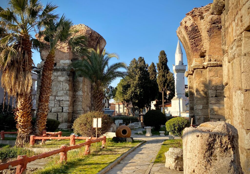 The Seven Churches Today: Modern Names, Locations, and How to Visit Them 11 The brick and stone piers of the Byzantine Church of Saint John in Alaşehir, ancient Philadelphia, with a minaret behind them