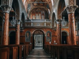 Painted nave of the Church of Saint Polycarp in İzmir, the city of Saint Polycarp of Smyrna