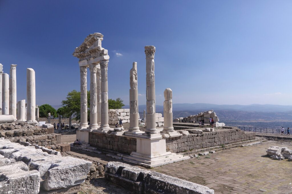 The Seven Churches Today: Modern Names, Locations, and How to Visit Them 6 Restored columns of the Temple of Trajan on the acropolis of Pergamon, one of the seven churches of Revelation ruins you can visit today