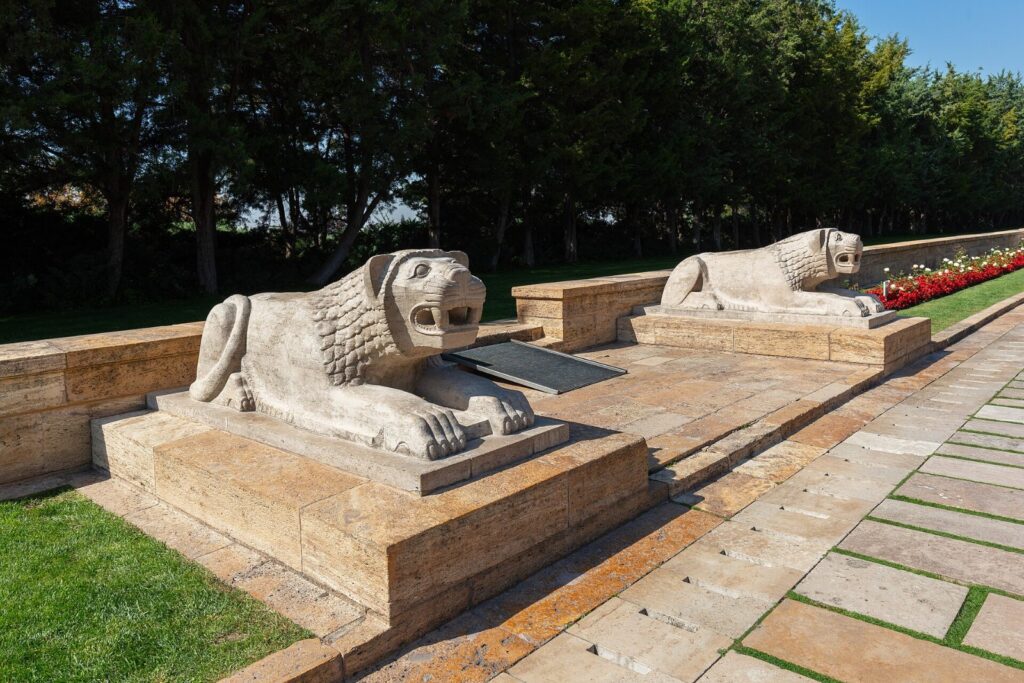 Mausoleum of Atatürk, Anitkabir, Ankara 3 Stone lions along the Lion Road at Anitkabir in Ankara